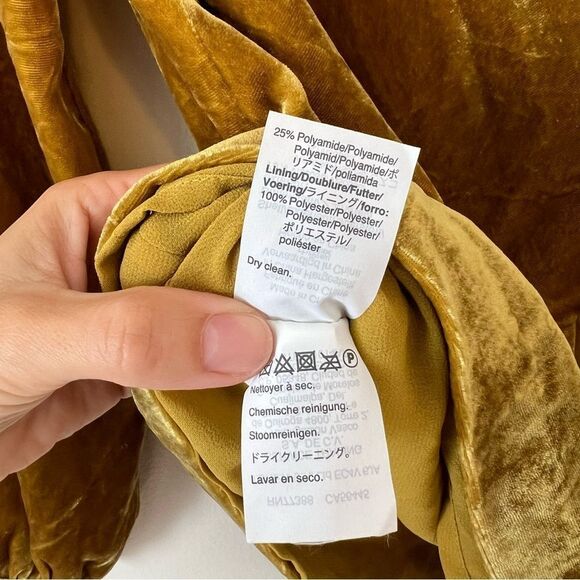 J. Crew Faux Wrap Velvet Long Sleeve Blouse Size 2 in Mustard Yellow - Picture 10 of 11